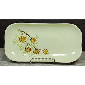 Red Wing Hand Painted Yellow Floral Dinnerware Curved Platter Stamp Rolling Tray